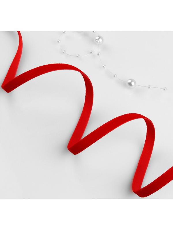 Лента бархатная, 6 мм, 18 ± 1 м, цвет красный №40