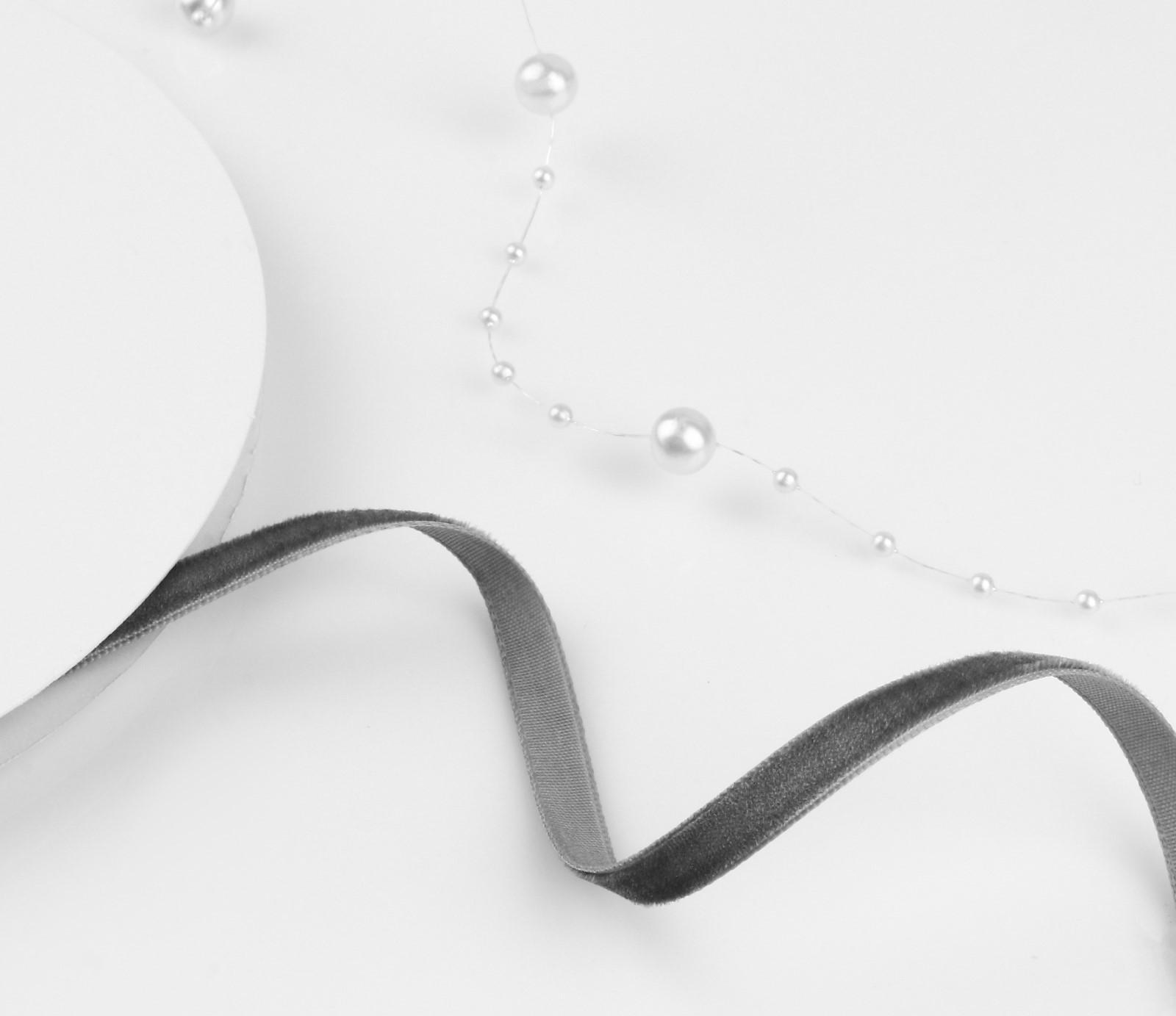 Лента бархатная, 6 мм, 18 ± 1 м, цвет серый №63