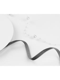 Лента бархатная, 6 мм, 18 ± 1 м, цвет серый №63