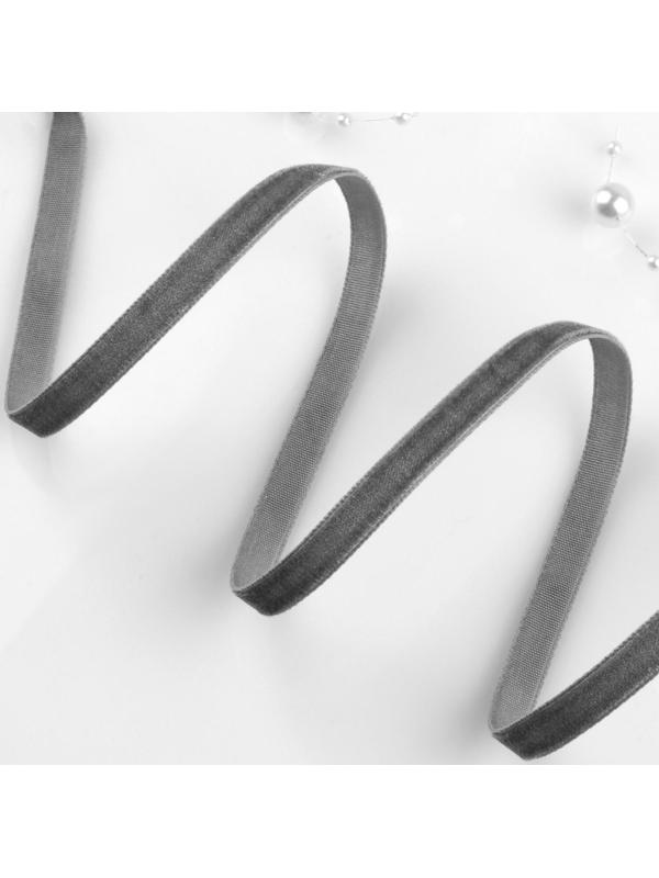 Лента бархатная, 6 мм, 18 ± 1 м, цвет серый №63