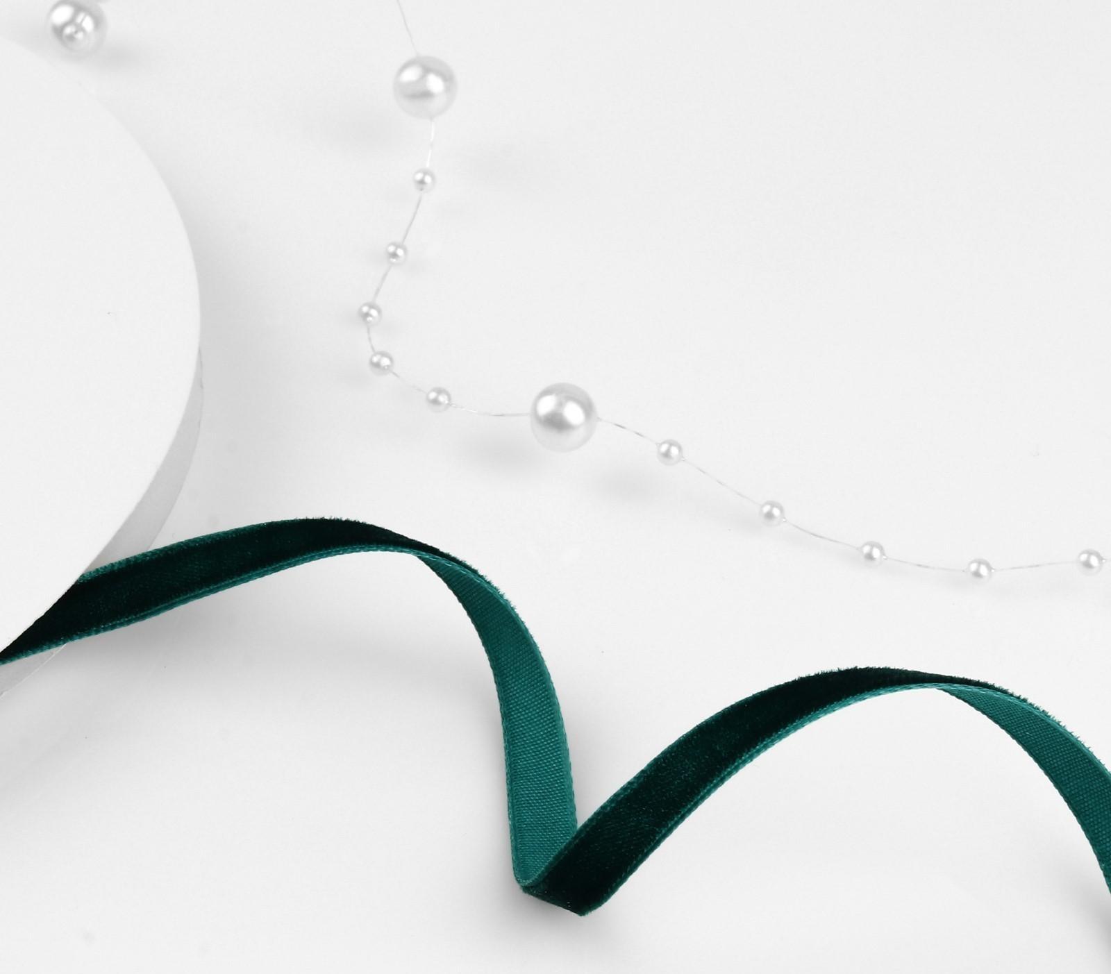 Лента бархатная, 6 мм, 18 ± 1 м, цвет изумрудный №34