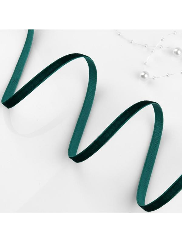 Лента бархатная, 6 мм, 18 ± 1 м, цвет изумрудный №34