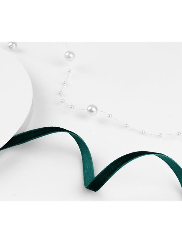 Лента бархатная, 6 мм, 18 ± 1 м, цвет изумрудный №34