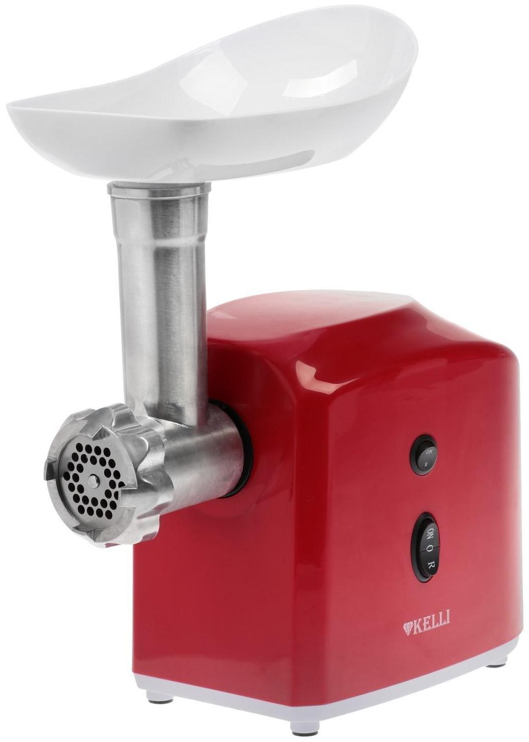 Мясорубка электрическая KELLI KL-5003, 1300 Вт, 2 скорости, 2 насадки, красная