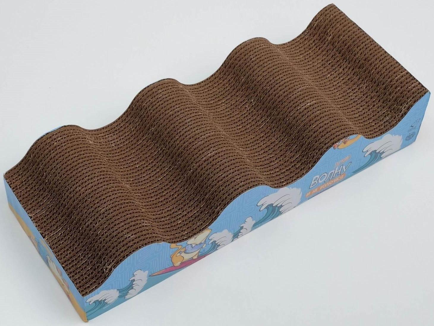 Когтеточка из картона с кошачьей мятой «Лови волну», волна с дном, 45 × 18 см