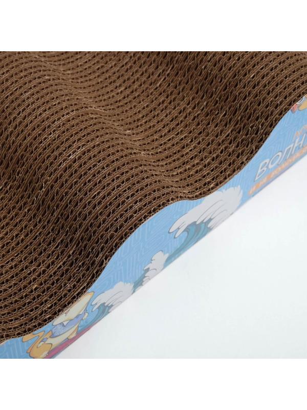 Когтеточка из картона с кошачьей мятой «Лови волну», волна с дном, 45 × 18 см