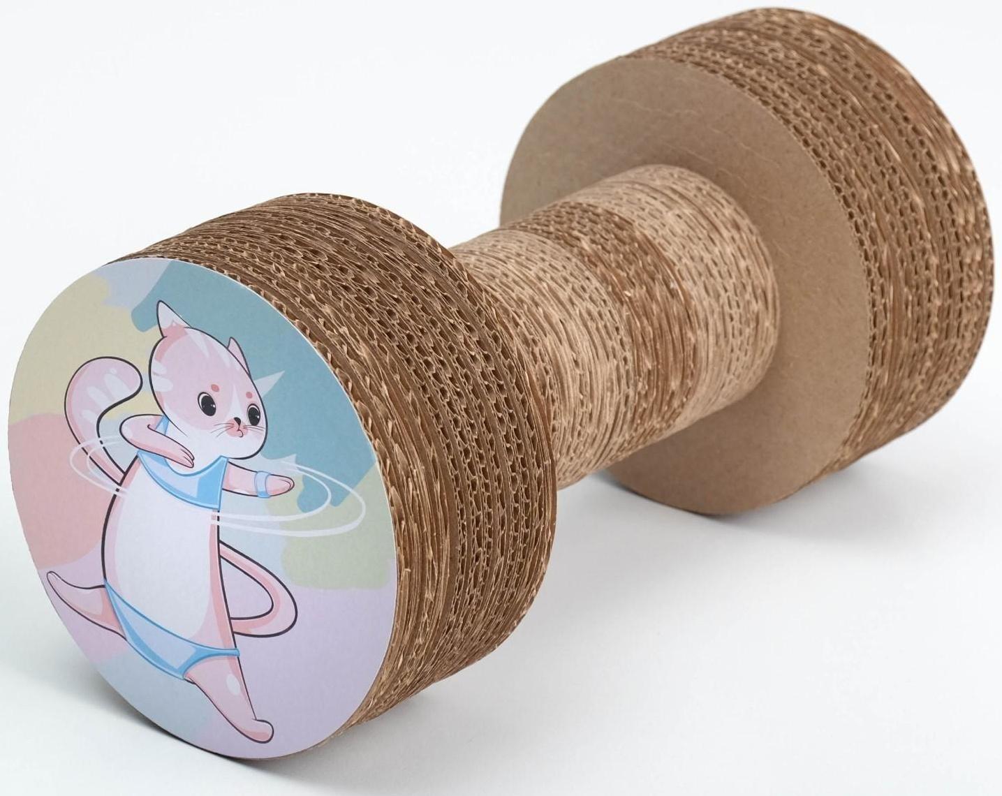 Когтеточка из картона с кошачьей мятой «Кото-йога», гантель, 12 × 23 см