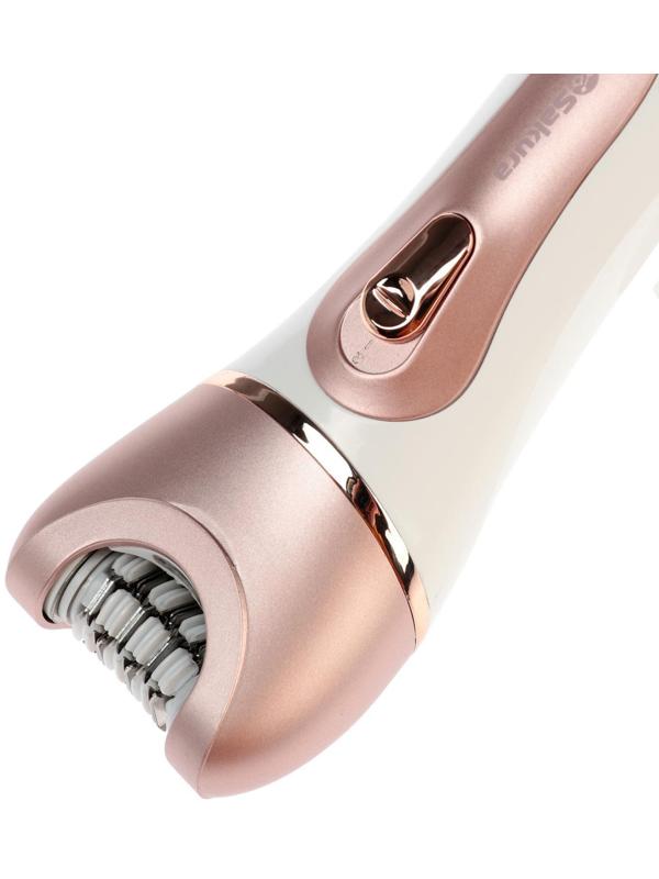 Эпилятор Sakura SA-5541WP, 10 насадок, 2 скорости, подсветка, АКБ, розово-белый