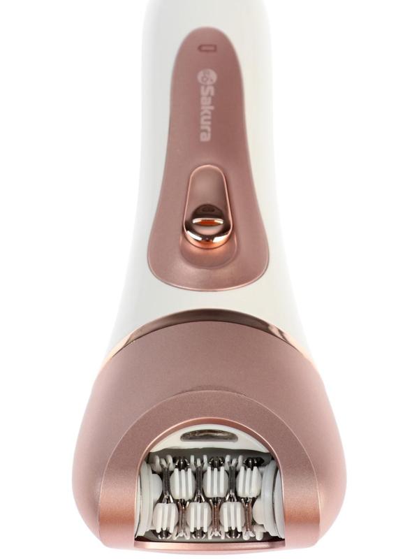 Эпилятор Sakura SA-5541WP, 10 насадок, 2 скорости, подсветка, АКБ, розово-белый