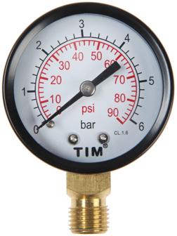 Манометр TIM Y-50-6, радиальный, Дк 50 мм, 0,6 МПа, наружная резьба 1/4
