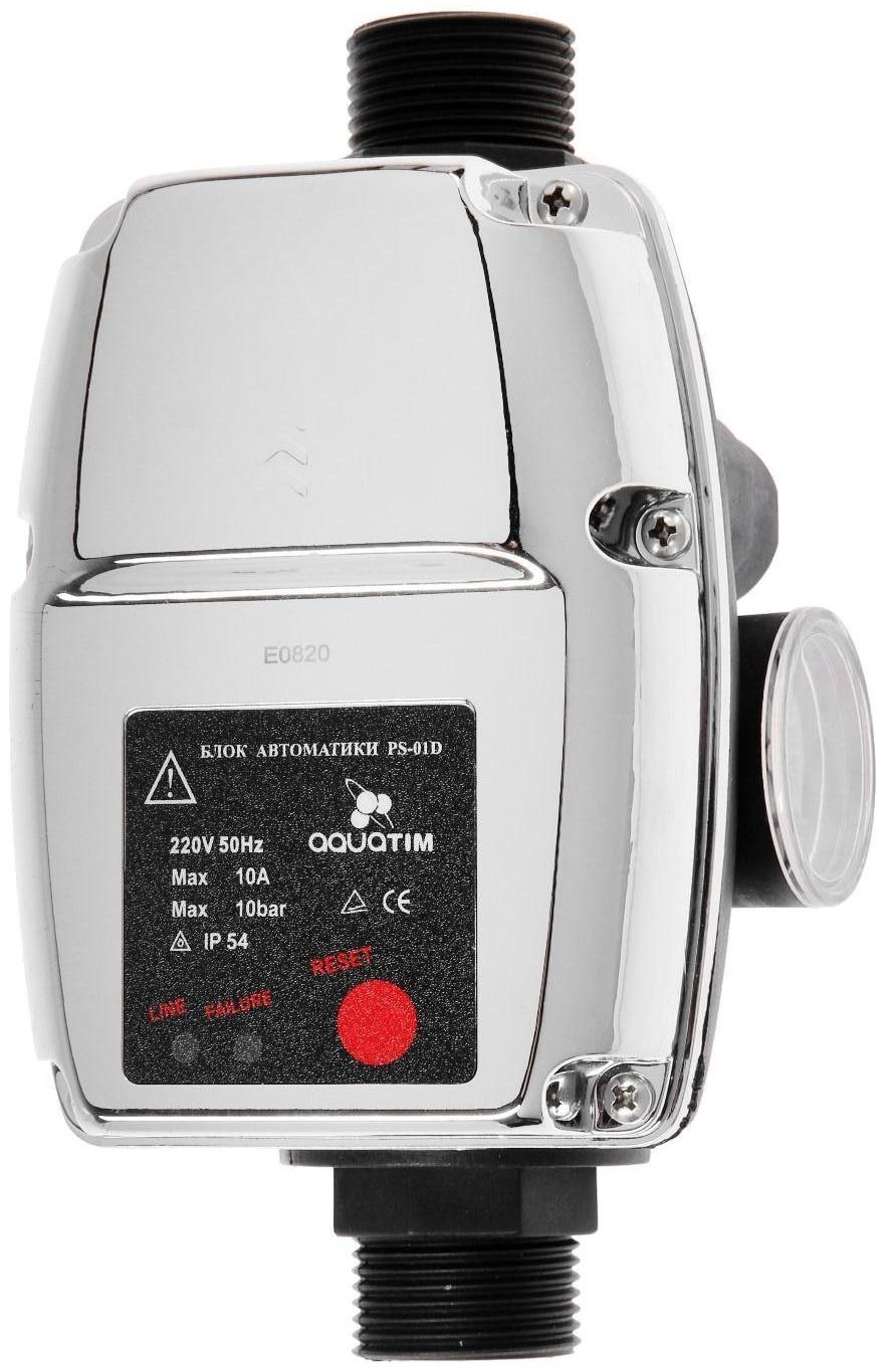 Блок автоматики насоса TIM PS-01D, компактный, с манометром, 1.5-3.0 бар