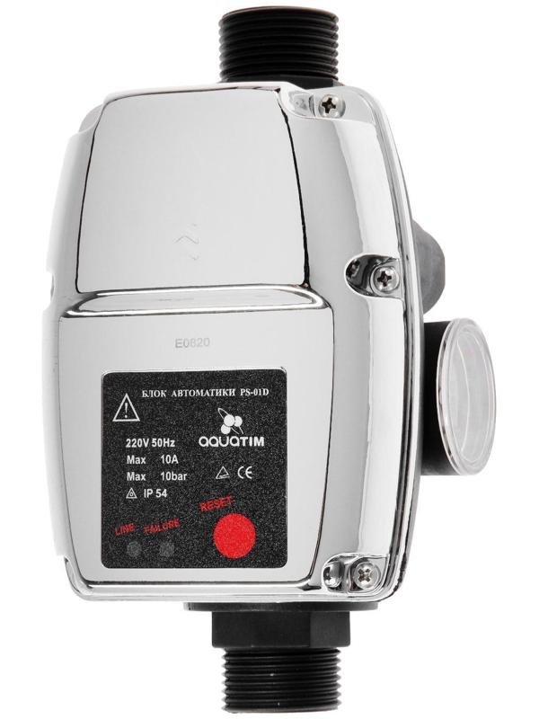 Блок автоматики насоса TIM PS-01D, компактный, с манометром, 1.5-3.0 бар