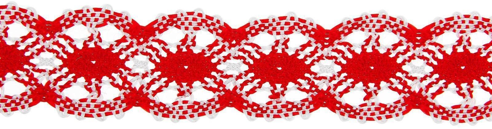 Тесьма плетёная, в рулоне 20 м., красно-белая