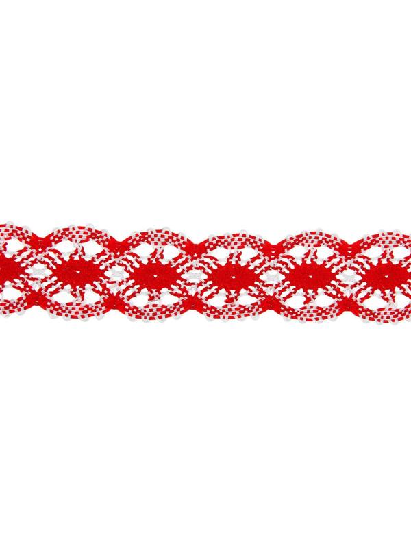 Тесьма плетёная, в рулоне 20 м., красно-белая