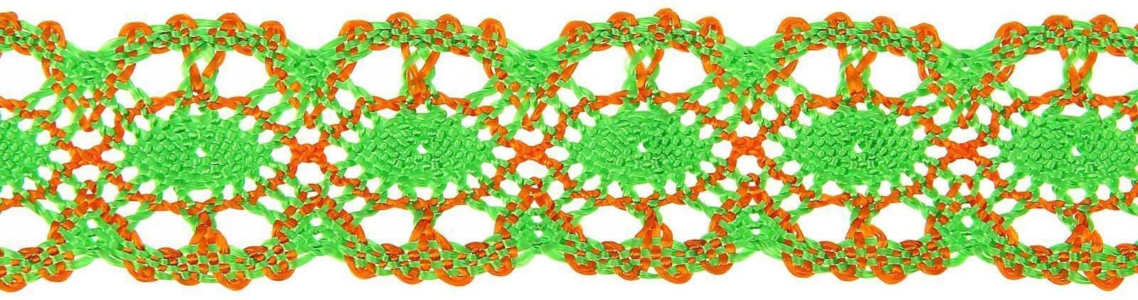 Тесьма плетёная оранжево-зелёная в рулоне 20 метров