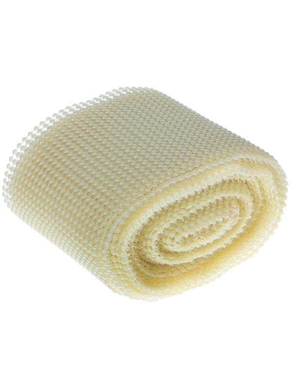 Тесьма под жемчуг, белая, пластик 12 см, в рулоне 9 метров