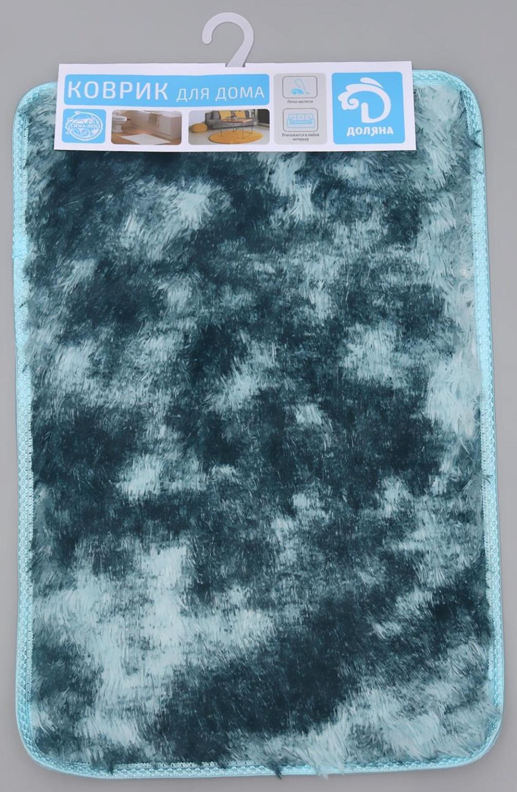 Коврик для ванной Доляна «Пушистик», 40×60 см, цвет сине-голубой