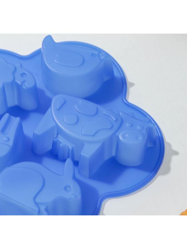 Форма для льда и кондитерских украшений Доляна «Домашние животные», 17×17×2,5 см, силикон, 5 ячеек, цвет МИКС