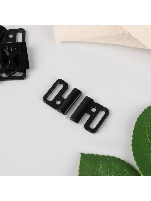 Застёжка для бюстгальтера, пластиковая, 14 мм, 10 шт, цвет чёрный