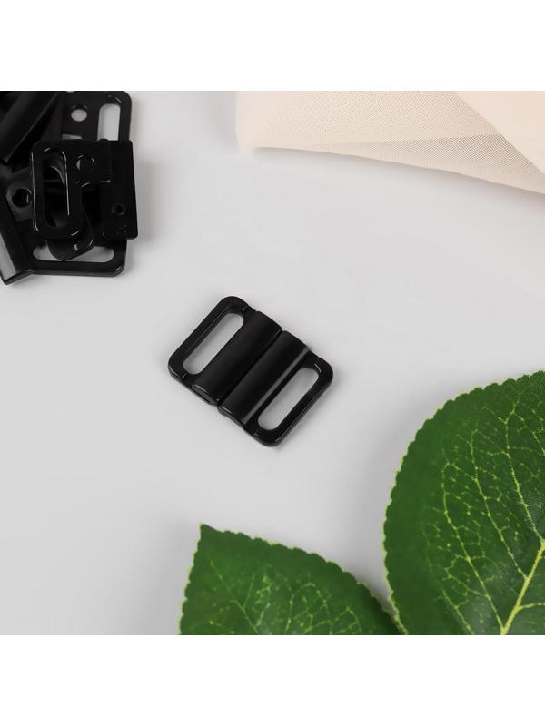 Застёжка для бюстгальтера, пластиковая, 14 мм, 10 шт, цвет чёрный