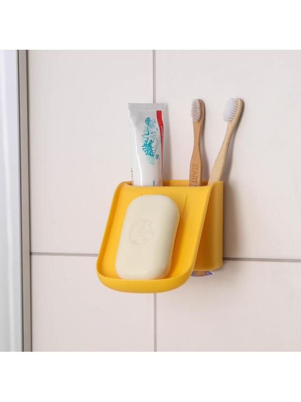 Держатель для ванных принадежностей на присосках, 10×13×9 см, цвет МИКС