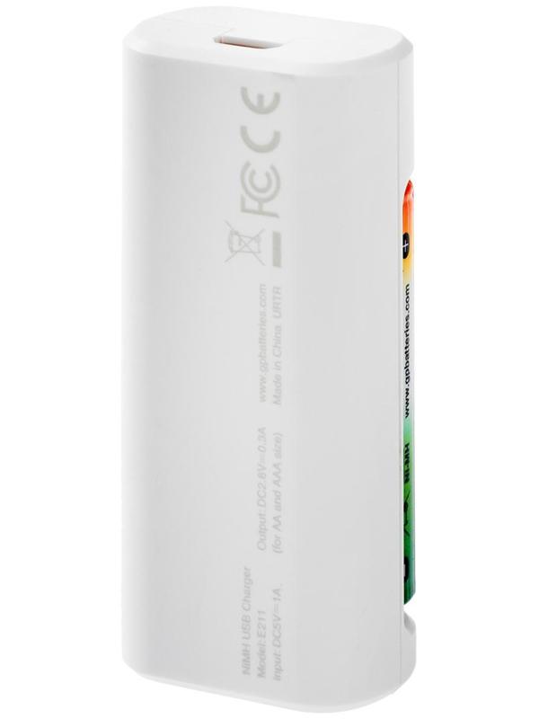 Зарядное устройство GP U411 + 2 аккумулятора AA 2100 мАч, белое