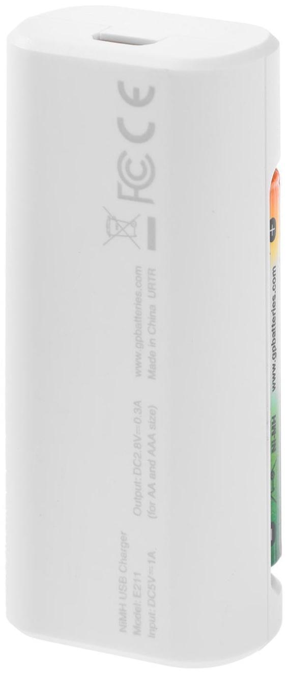 Зарядное устройство GP E211 + 4 аккумулятора AA/AAA 2100/800 мАч, белое
