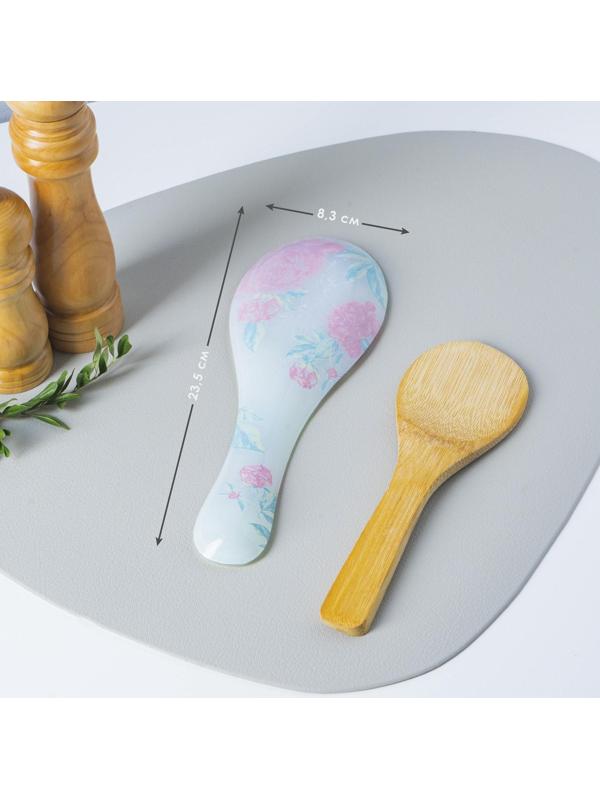 Подставка стеклянная под ложку Доляна «Пионы», 23,5×8,3 см