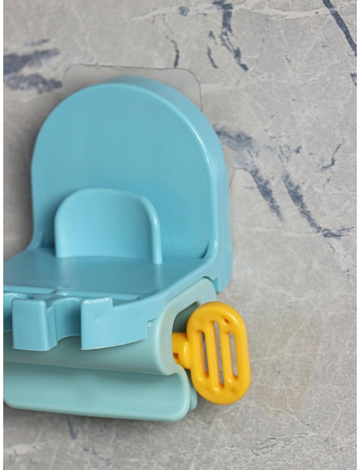 Держатель для зубных щёток с выдавливателем для пасты на липучке, 7×5,2×8 см, цвет МИКС