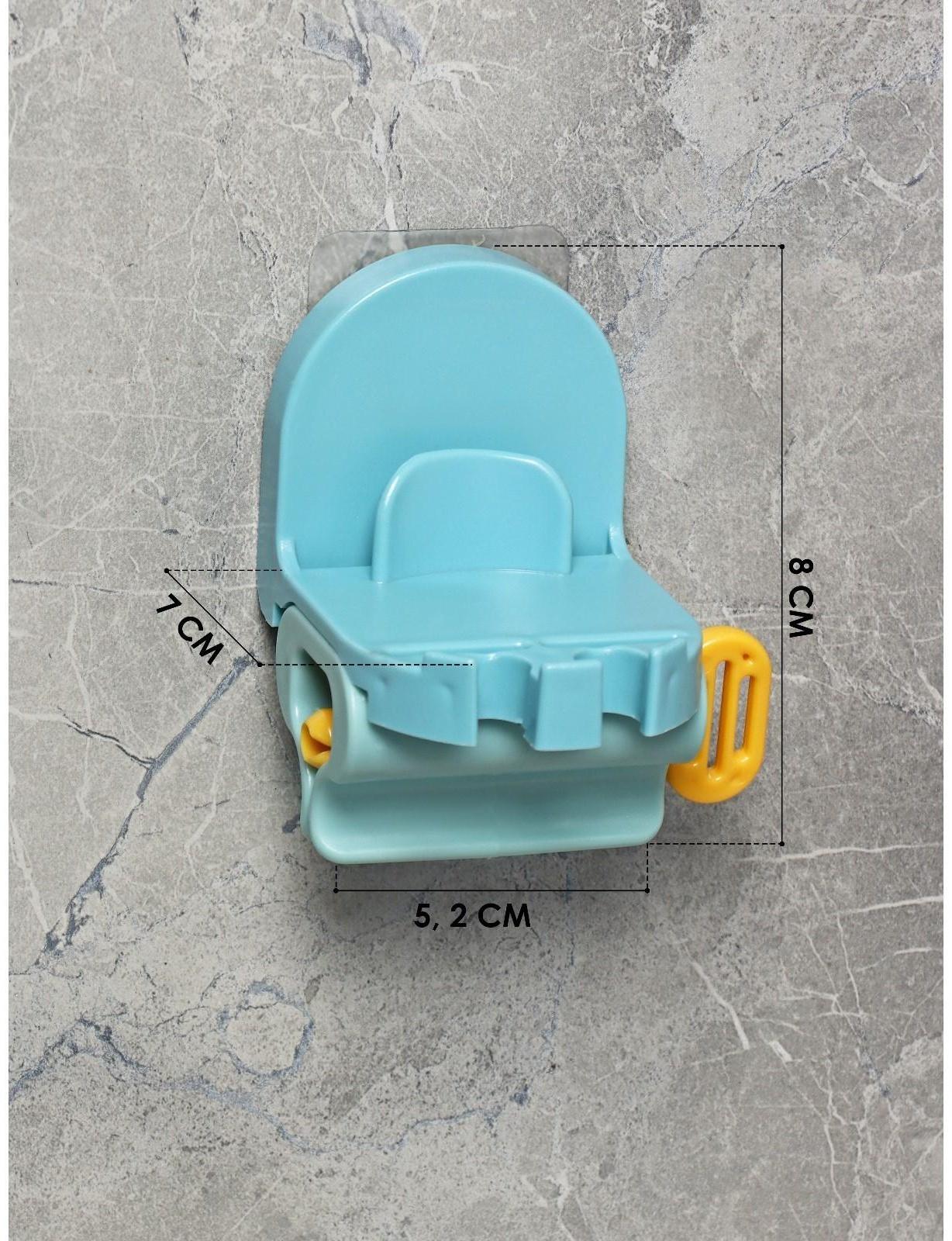 Держатель для зубных щёток с выдавливателем для пасты на липучке, 7×5,2×8 см, цвет МИКС