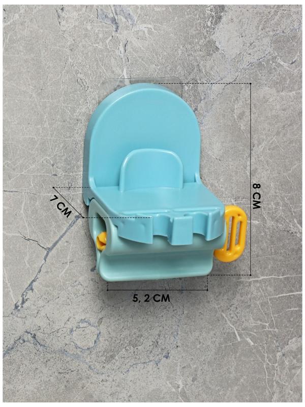 Держатель для зубных щёток с выдавливателем для пасты на липучке, 7×5,2×8 см, цвет МИКС