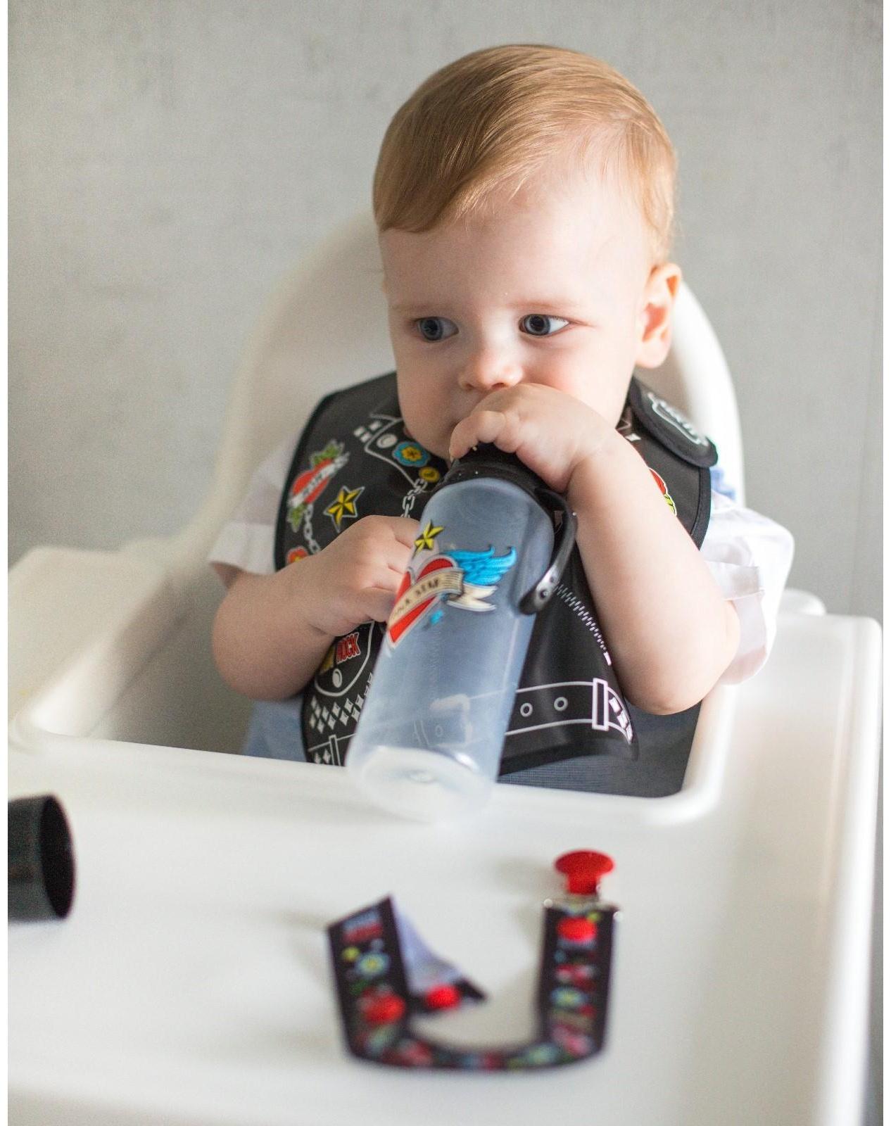 Нагрудник для кормления «Rock star» непромокаемый на липучке, с карманом