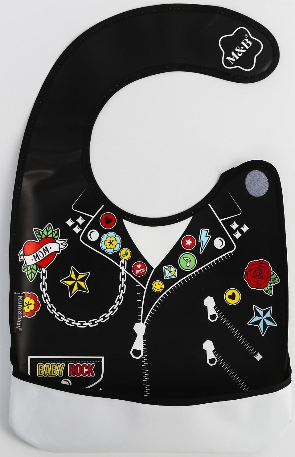 Нагрудник для кормления «Rock star» непромокаемый на липучке, с карманом