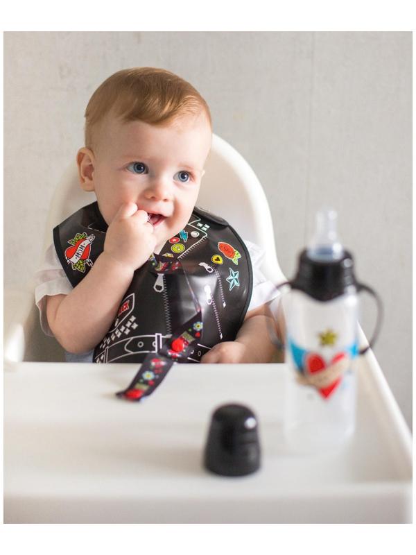 Нагрудник для кормления «Rock star» непромокаемый на липучке, с карманом