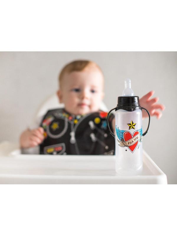 Нагрудник для кормления «Rock star» непромокаемый на липучке, с карманом