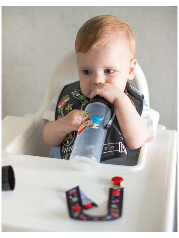 Нагрудник для кормления «Rock star» непромокаемый на липучке, с карманом