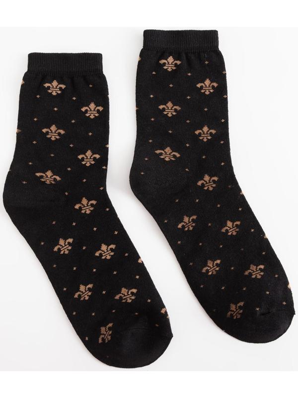 Носки MINAKU «Королевская лилия», цвет чёрный, размер 40-41 (27 см)