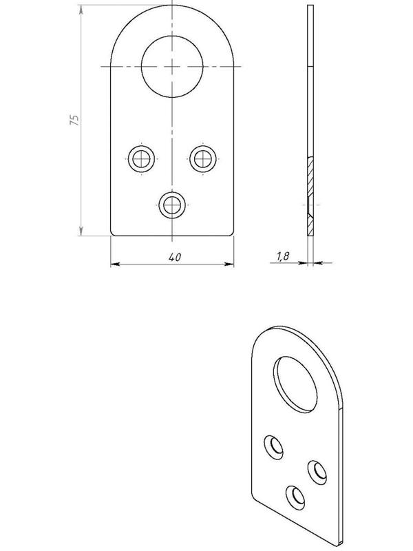 Пробой-ушко ТУНДРА krep, 40х75 мм, цинк, в упаковке 1 шт.