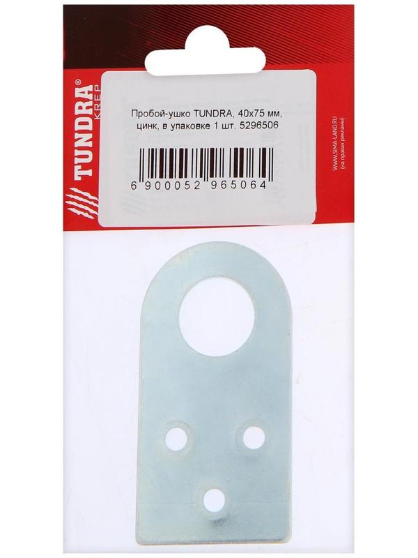 Пробой-ушко ТУНДРА krep, 40х75 мм, цинк, в упаковке 1 шт.