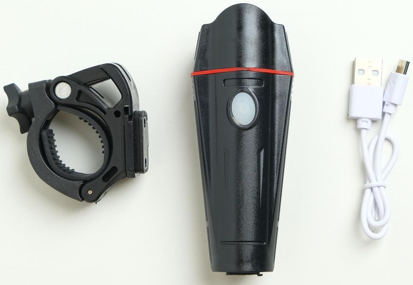 Фонарь велосипедный передний, 5 Вт, 200 лм, 1500 мАч, 4 режима, USB