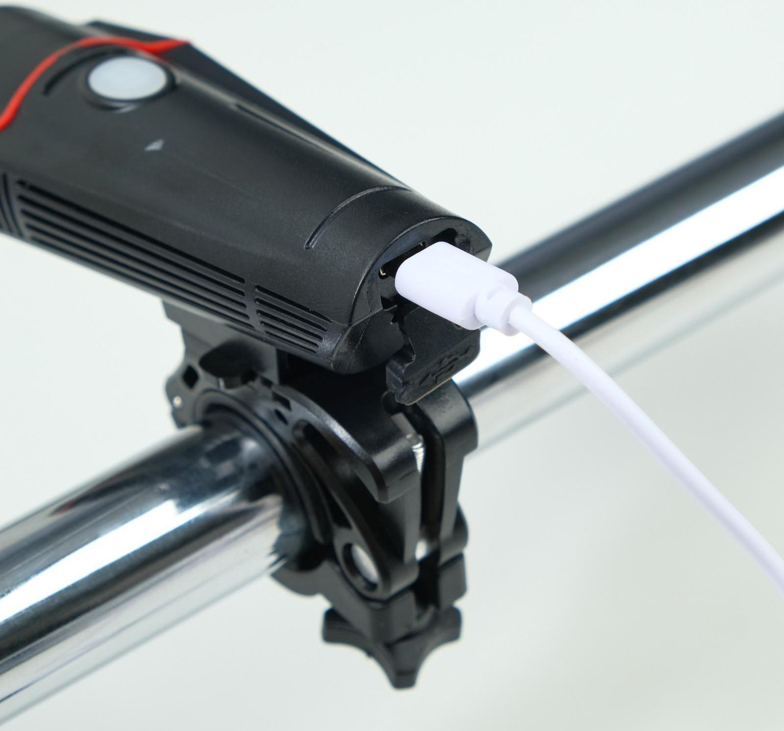 Фонарь велосипедный передний, 5 Вт, 200 лм, 1500 мАч, 4 режима, USB