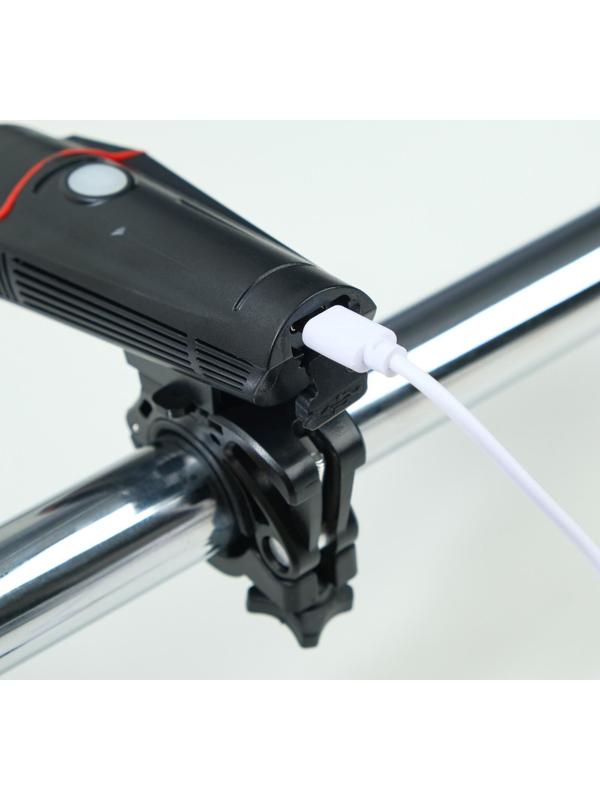 Фонарь велосипедный передний, 5 Вт, 200 лм, 1500 мАч, 4 режима, USB