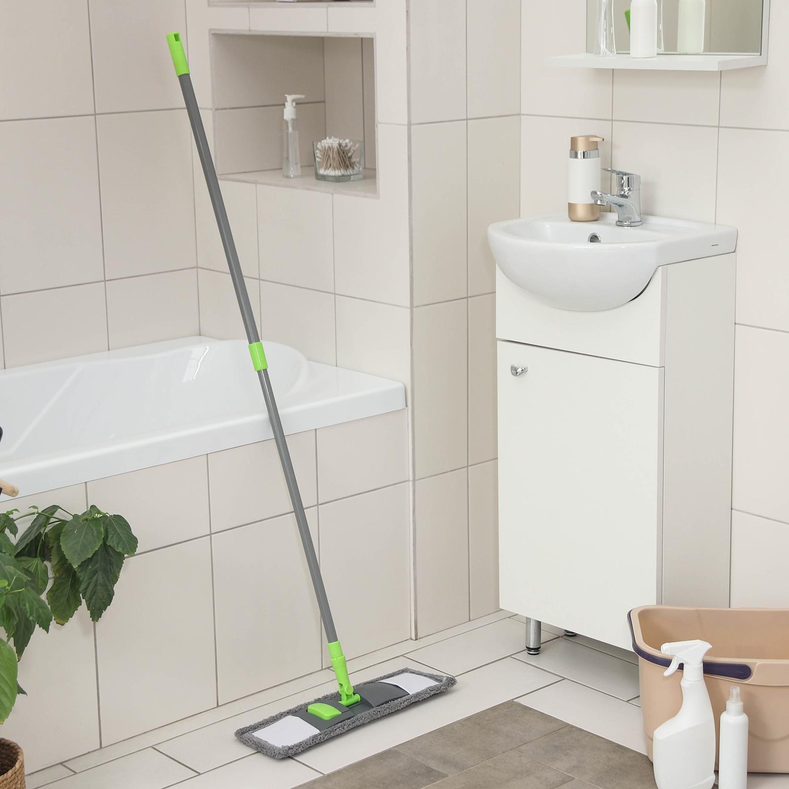 Швабра для мытья пола плоская Доляна, насадка из микрофибры 42×12 см, телескопическая ручка 73-124 см