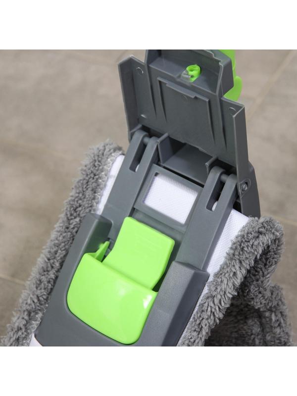 Швабра для мытья пола плоская Доляна, насадка из микрофибры 42×12 см, телескопическая ручка 73-124 см