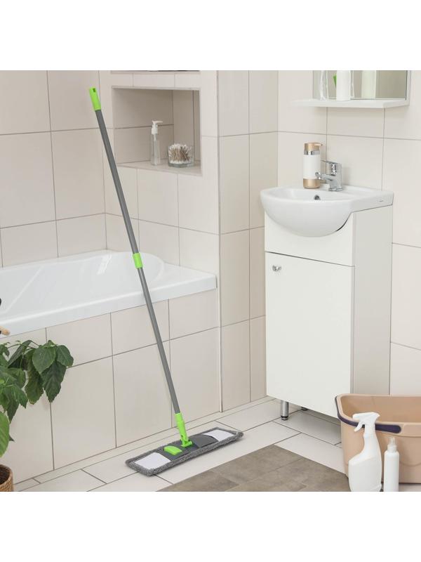 Швабра для мытья пола плоская Доляна, насадка из микрофибры 42×12 см, телескопическая ручка 73-124 см