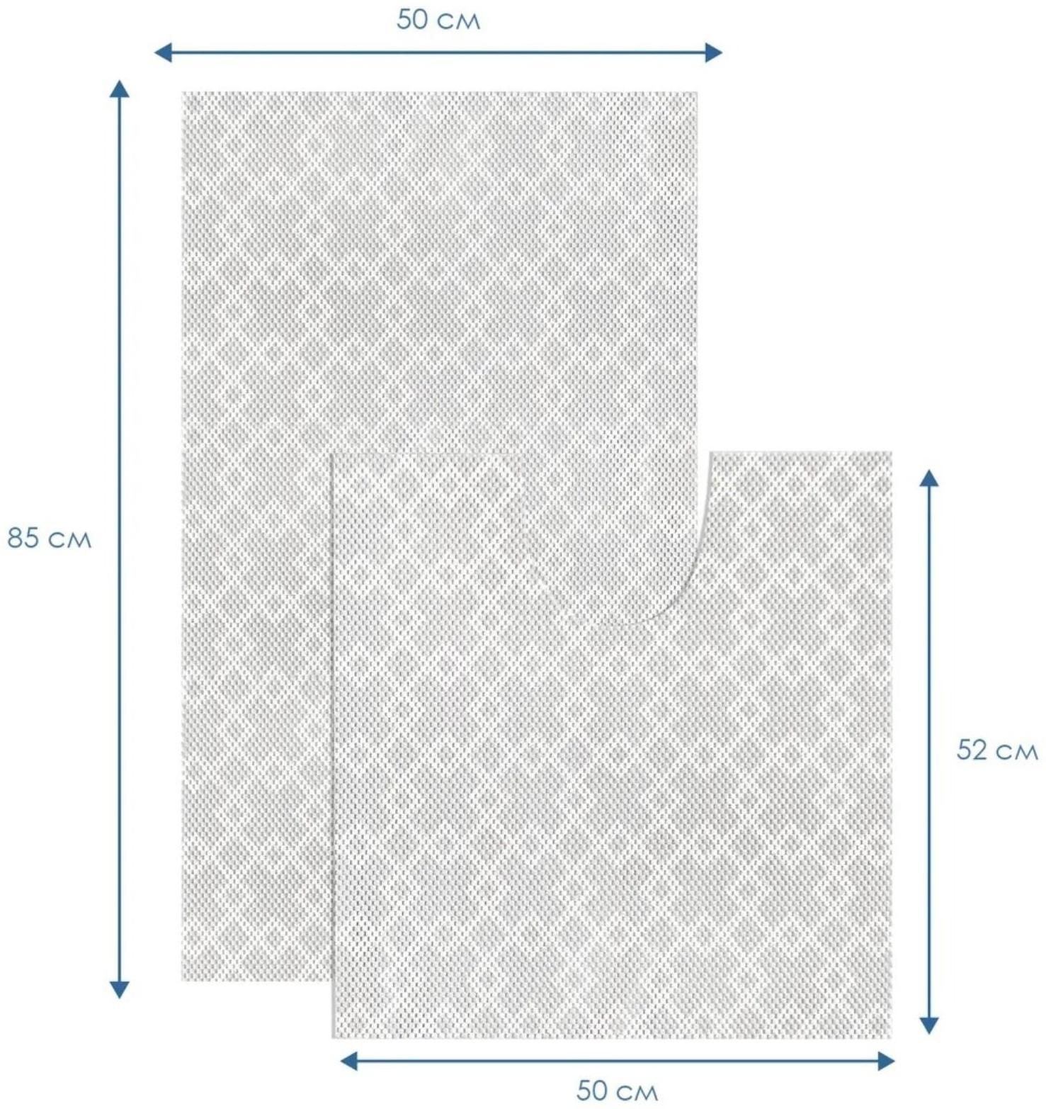 Набор ковриков для ванны и туалета, 2 шт: 50×52, 50×85 см, ПВХ
