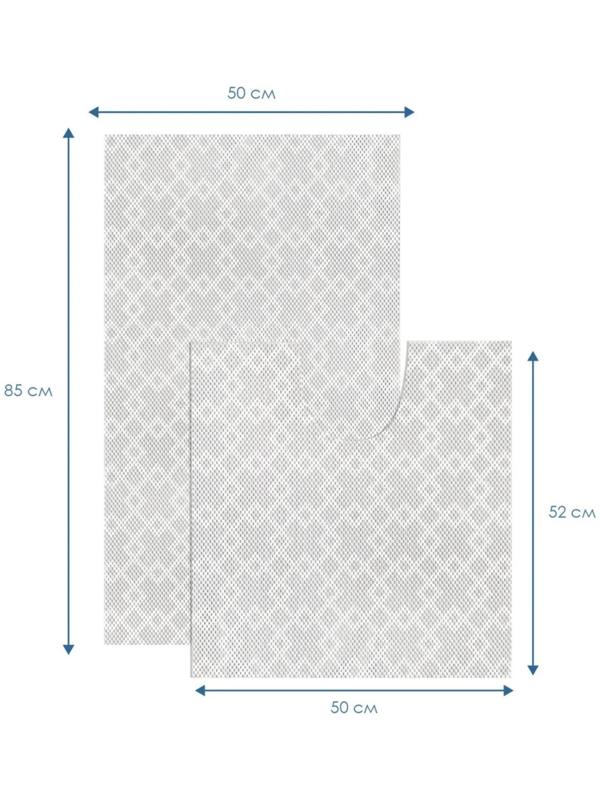 Набор ковриков для ванны и туалета, 2 шт: 50×52, 50×85 см, ПВХ