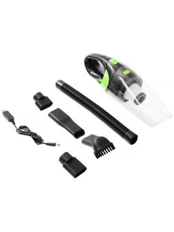 Пылесос автомобильный CARTAGE, беспроводной, 3 насадки, 130 Вт, 12 В, черно-зеленый
