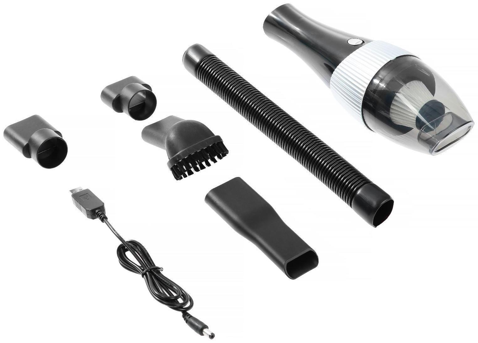 Пылесос автомобильный, беспроводной, 5 насадок, 130 Вт, 12 В, черный