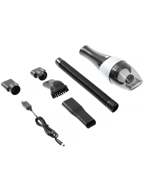 Пылесос автомобильный, беспроводной, 5 насадок, 130 Вт, 12 В, черный